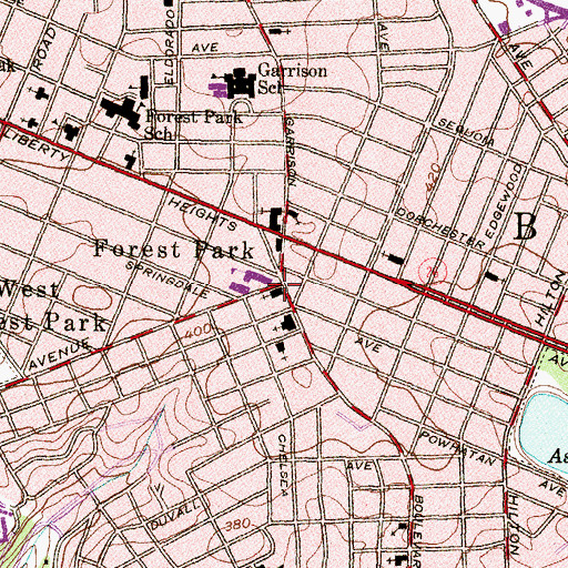 Topographic Map of Progressive First Baptist Church, MD