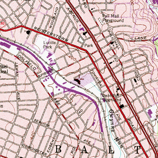 Topographic Map of Provident Hospital, MD