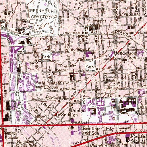 Topographic Map of Saint James the Less Roman Catholic Church, MD