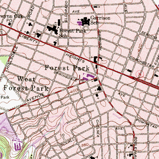 Topographic Map of Saint Mark Baptist Church, MD