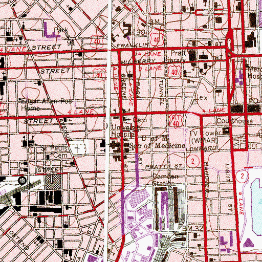 Topographic Map of University Square Park, MD