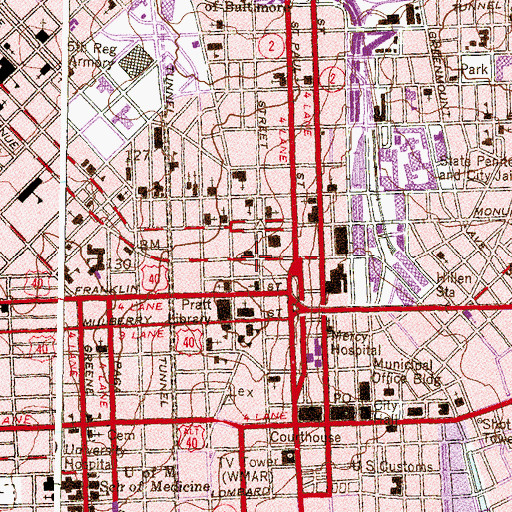 Topographic Map of Walters Art Museum, MD