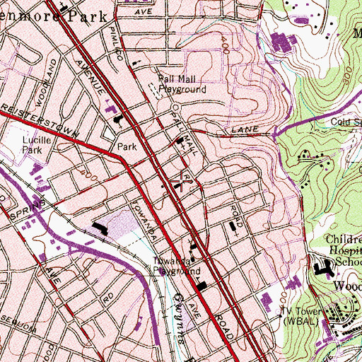 Topographic Map of Agudas Achim Anshei Sphard Synagogue (historical), MD