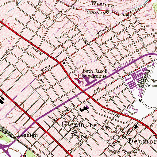 Topographic Map of Beth Jacob School, MD