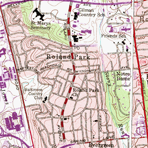 Topographic Map of Homewood School, MD