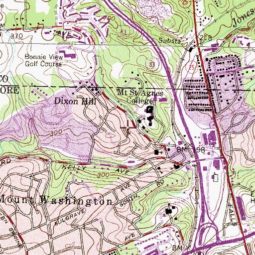 Topographic Map of Mount Washington Presbyterian Church, MD