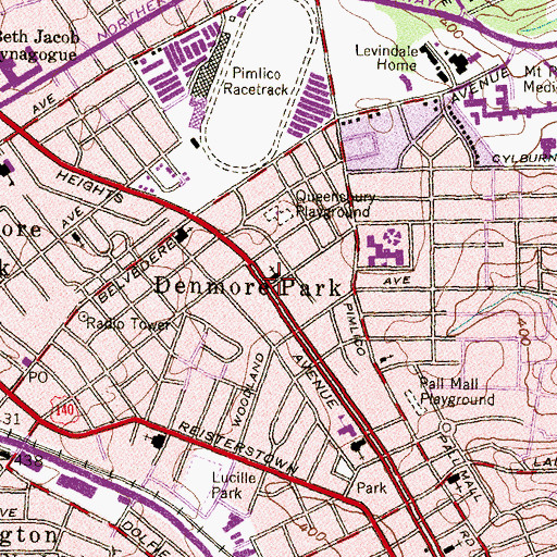 Topographic Map of New Elizabeth Baptist Church, MD