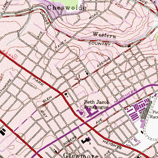Topographic Map of Ohel Yakov Synagogue, MD