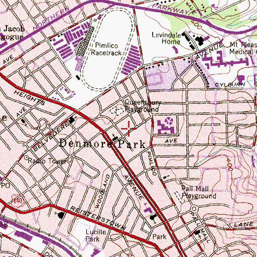 Topographic Map of Park Heights Baptist Temple, MD