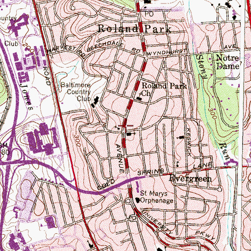 Topographic Map of Saint Davids Episcopal Church, MD