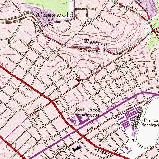 Topographic Map of Saint Johns United Methodist Church, MD