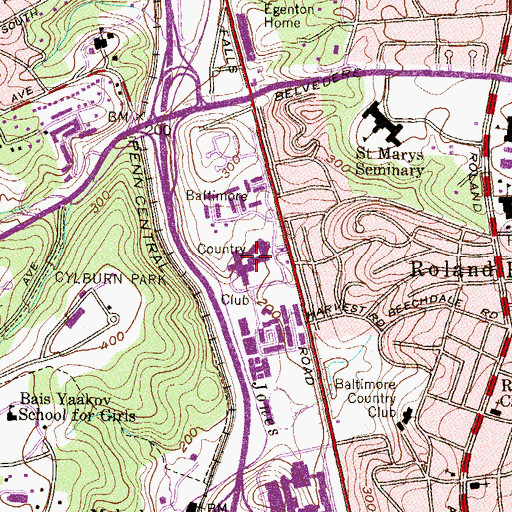 Topographic Map of Village Square of Cross Keys Shopping Center, MD