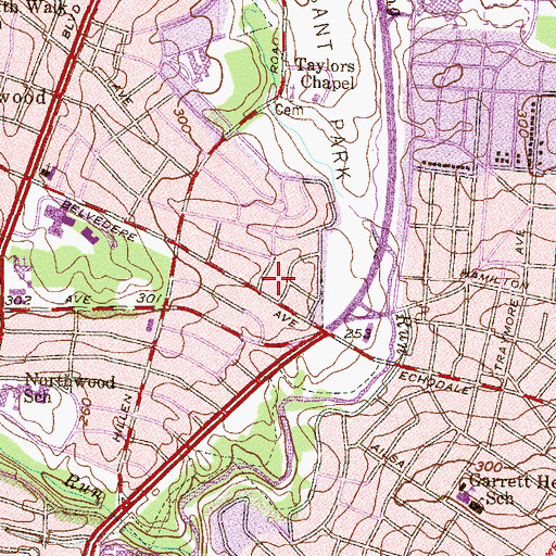 Topographic Map of Belvedere Baptist Church, MD