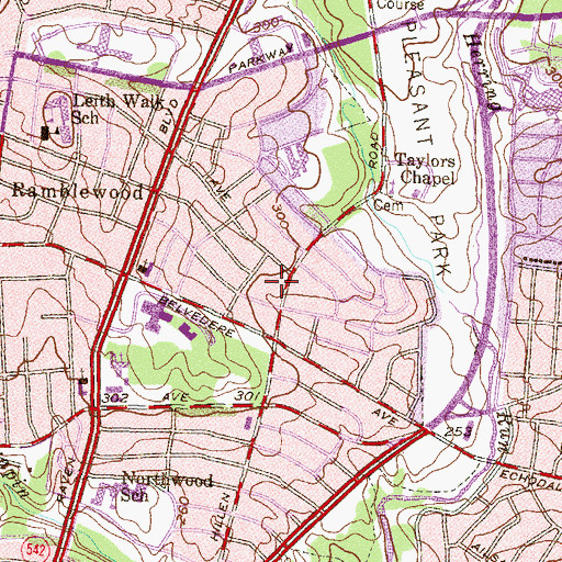 Topographic Map of Belvedere Gardens Shopping Center, MD
