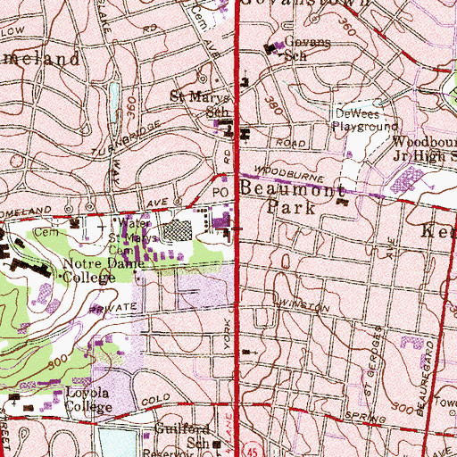 Topographic Map of Govans-Boundary Parish United Methodist Church, MD