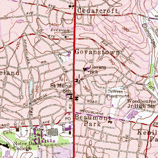 Topographic Map of Gregory Memorial Baptist Church, MD