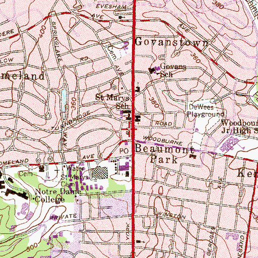 Topographic Map of Homeland Shopping Center, MD