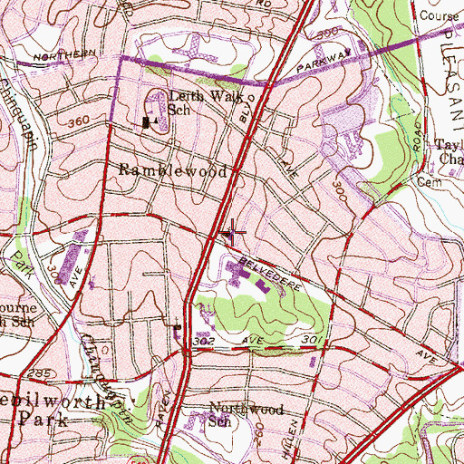 Topographic Map of Immanuel Lutheran Church, MD