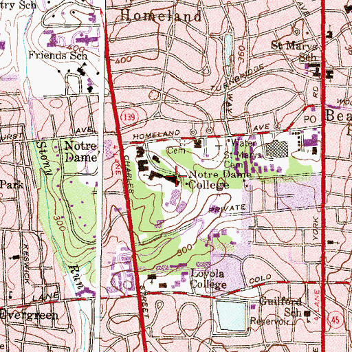 Topographic Map of LeClerc Hall, MD