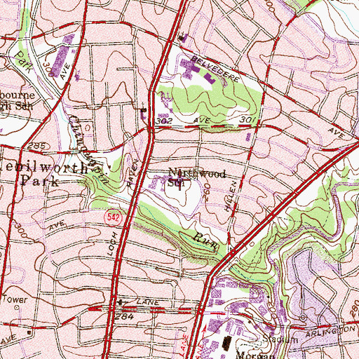 Topographic Map of Northwood Recreation Center, MD