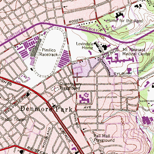 Topographic Map of Pimlico, MD