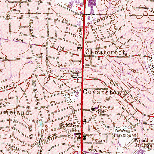 Topographic Map of Pleasant Hope Baptist Church, MD