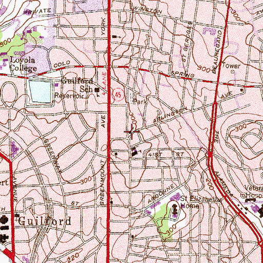 Topographic Map of Refuge of the Cross Church, MD