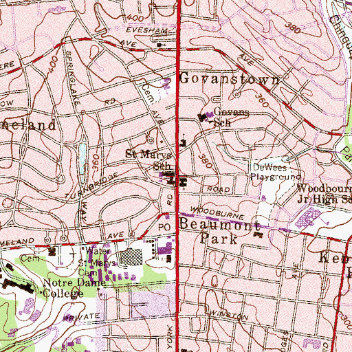 Topographic Map of Saint Marys Roman Catholic Church, MD