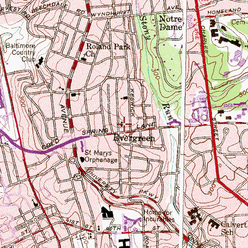 Topographic Map of Schenley Recreation Center, MD