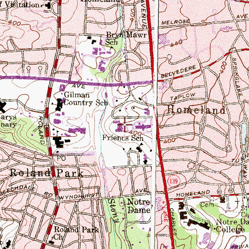 Topographic Map of School of Mary Our Queen, MD