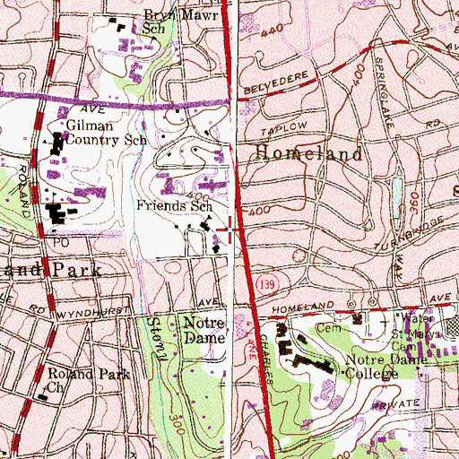 Topographic Map of Stony Run Friends Meeting House, MD