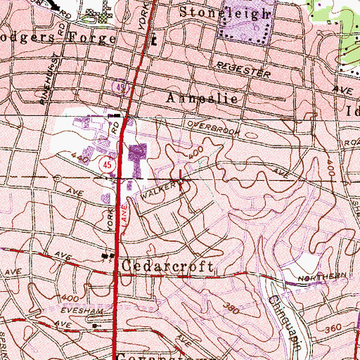 Topographic Map of Walker Avenue Community Church, MD