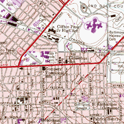 Topographic Map of Faith Evangelical Lutheran Church, MD