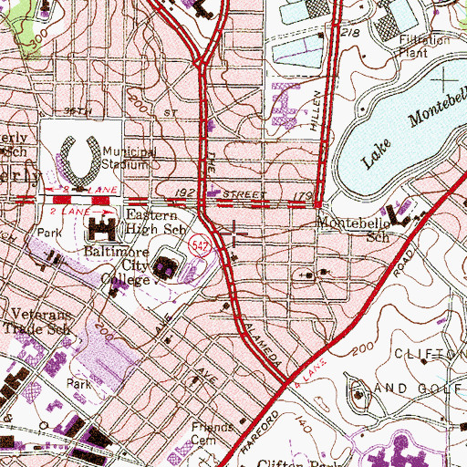 Topographic Map of Grace Baptist Church, MD