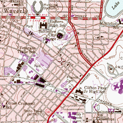 Topographic Map of Homestead, MD