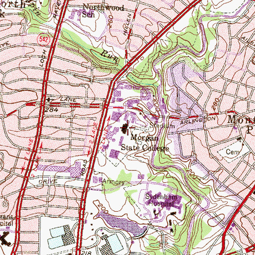 Topographic Map of Hurts Hall, MD