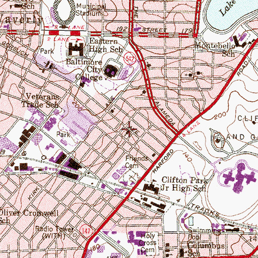 Topographic Map of New Gethsemane Baptist Church, MD