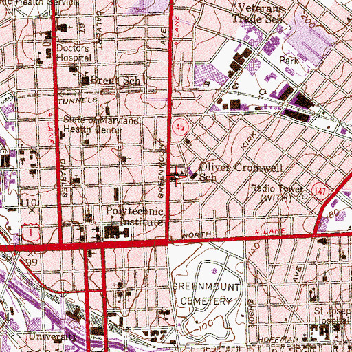 Topographic Map of Saint Anns Roman Catholic Church, MD