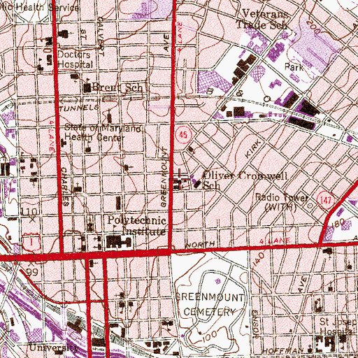 Topographic Map of Saint Anns School, MD