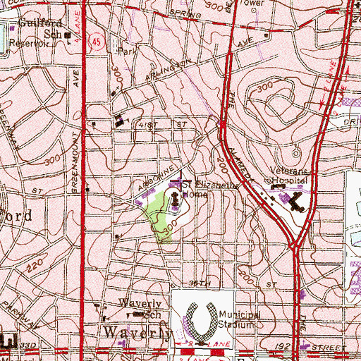 Topographic Map of Saint Elizabeths School for Special Education, MD