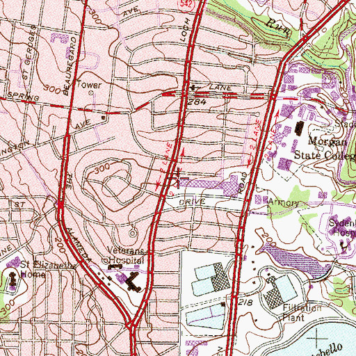 Topographic Map of Saint Peter Evangelical Lutheran Church of Norwood, MD