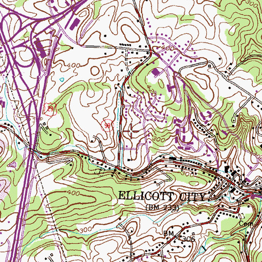Topographic Map of Ellicott Hills, MD