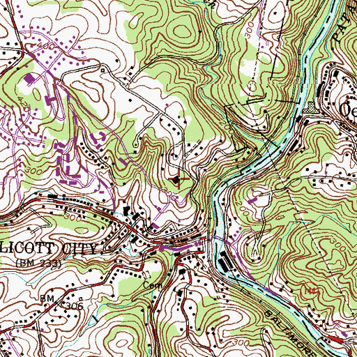 Topographic Map of Patapsco Female Institute (historical), MD