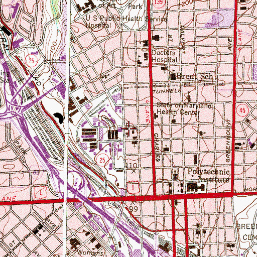 Topographic Map of Elementary School Number 136 (historical), MD