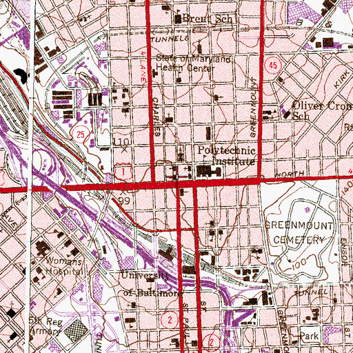 Topographic Map of First Baptist Church, MD