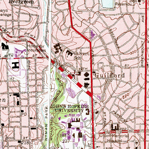 Topographic Map of First Church of Christ Scientist, MD