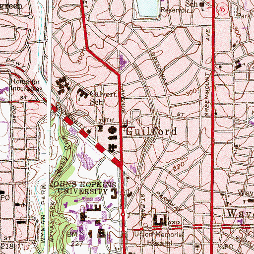 Topographic Map of First English Evangelical Lutheran Church, MD