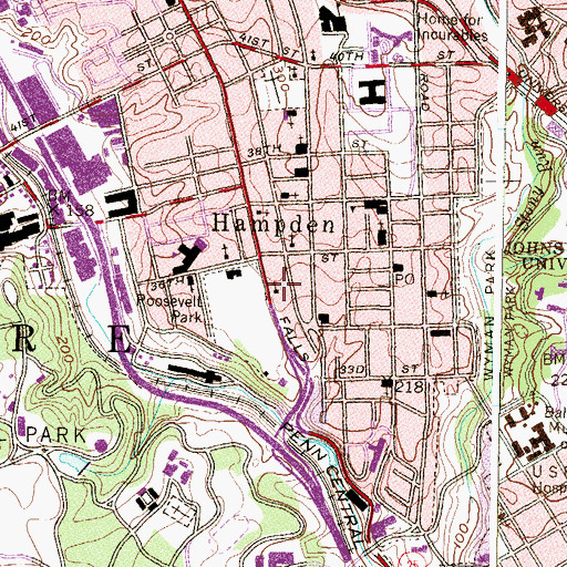 Topographic Map of Hampden United Methodist Church, MD