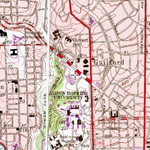 Topographic Map of Homewood Field, MD