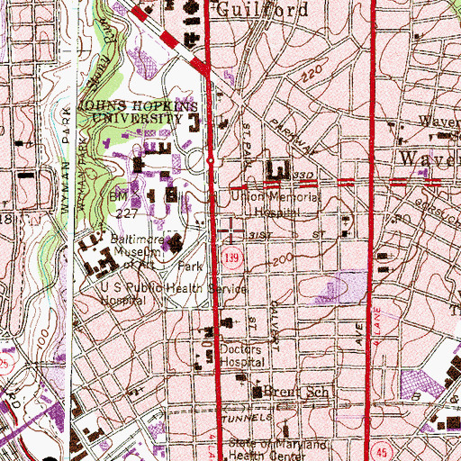 Topographic Map of Homewood Friends Meeting House, MD